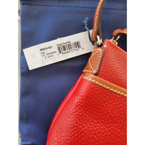 NWT Dooney & Bourke Ginger Pouchette Pebbled Grain Leather Red Crossbody Bag - Picture 2 of 12